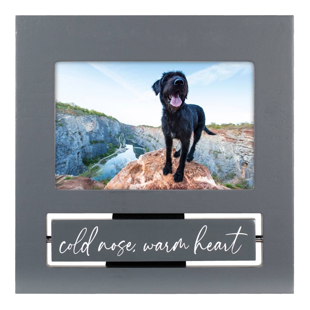 Malden International Designs Born to Bark, Cold Nose Warm Heart Gray Flip It Photo Frame